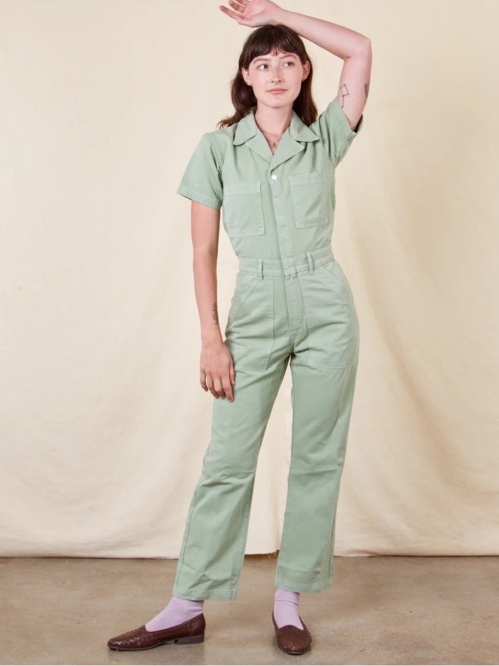 Big Bud Press Women’s Shortsleeve Jumpsuits Hippie in Sage Green M